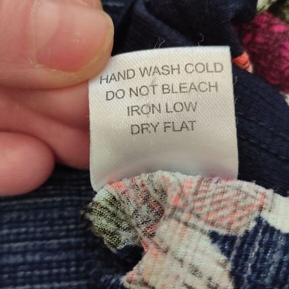 Story On Blue Floral Smocked Peplum Tank Top Large - Picture 10 of 10